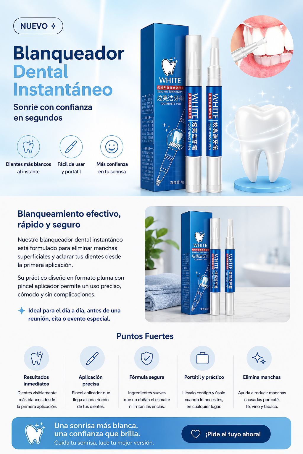 lápiz Blanqueador Dental Instantáneo WHITE